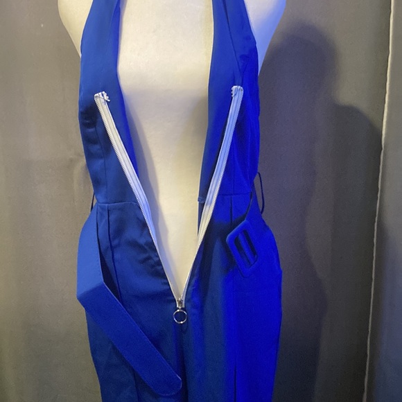 NWT WOMEN SZ L EMMIOL ROYAL BLUE BELTED SLEEVELESS JUMPSUIT - Picture 9 of 14